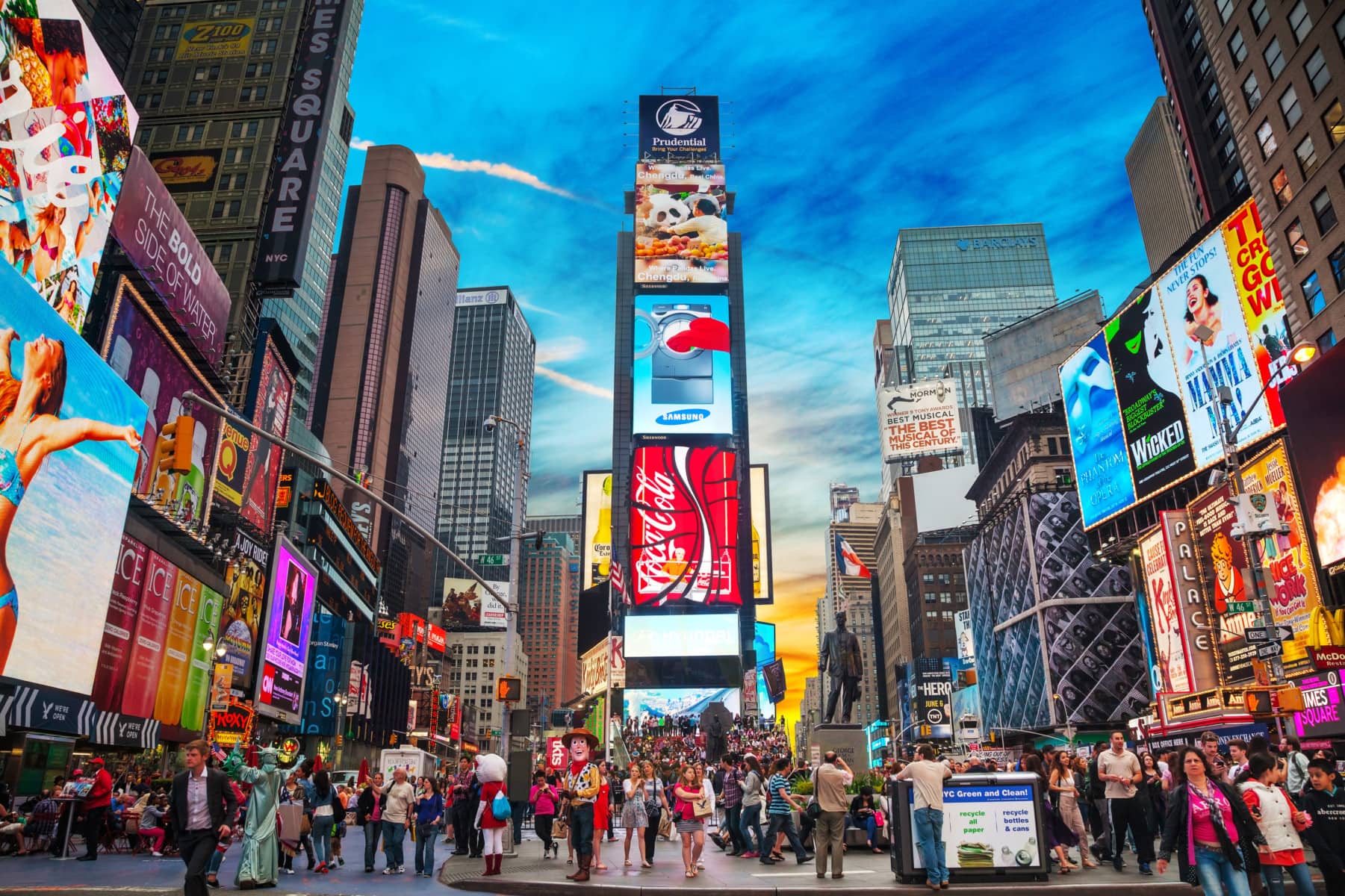 Times Square billboard advertising strategy with brand logos